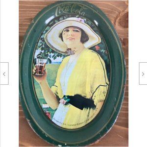 FOUR different Vintage Coca Cola Canadian Edition 1978-1990 Oval 6" Tin Trays